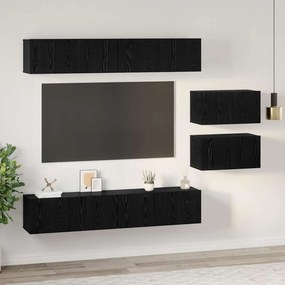 vidaXL Σετ επίπλου τηλεόρασης 6 pcs Μαύρη Οξυά Επεξεργασμένο ξύλο