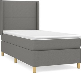 vidaXL Κρεβάτι Boxspring με Στρώμα Σκούρο Γκρι 100x200 εκ. Υφασμάτινο