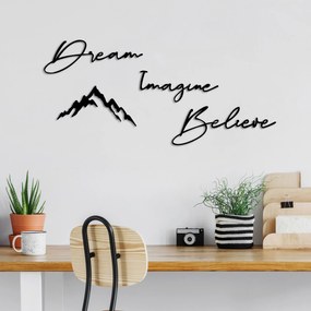 Decorative Metal Wall Accessory Dream Imagine Belive Black