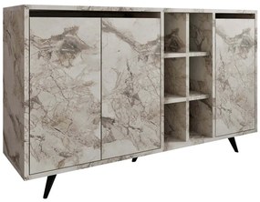 Μπουφές Seria 811MDD4155 140x40x86cm Marble Effect White Μοριοσανίδα, Μελαμίνη