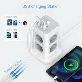 ΠΟΛΎΜΠΡΙΖΑ TOWER SURGE PROTECTOR TESSAN 11 IN 1 TPS03-DE-C
