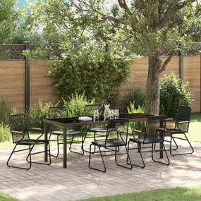 vidaXL Σετ Φαγητού 7 Τεμαχίων Κήπου Μαύρο PVC Rattan