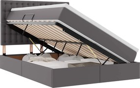 vidaXL Κρεβάτι Αποθήκης με κεφαλάρι Γκρι 140 x 200 cm Τεχνητό Δέρμα
