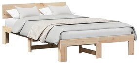 vidaXL Κρεβάτι  με κεφαλάρι 135x190 εκ. μασίφ ξύλο πεύκου
