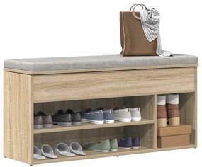 Πάγκος παπουτσιών vidaXL Sonoma Oak 102x30,5x45 cm Κατασκευασμένο ξύλο