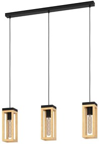 Φωτιστικό Οροφής - Ράγα Sherburn 43744 80x10x110cm 3xΕ27 40W Black-Brown Eglo Steel,Wood