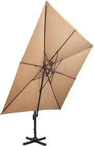 vidaXL Ομπρέλα Κήπου με Διπλή Κορυφή, Μπεζ 300x300 εκ.