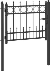 vidaXL Πύλη Φράχτη HORST 100 x 75 cm Μέταλλο Μαύρο Κλειδώσιμο
