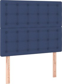 vidaXL Κρεβάτι Boxspring με Στρώμα &amp; LED Μπλε 90x190 εκ. Υφασμάτινο