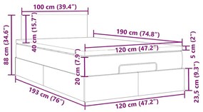 Οθωμανικό κρεβάτι με στρώμα Σκούρο γκρι 120x190 cm Ύφασμα - Γκρι