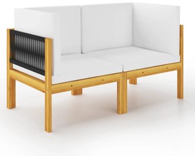 Παγκάκι Κήπου 2 θέσεων με Μαξιλάρια από Ξύλο Ακακίας & Σχοινί