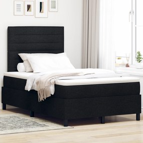 vidaXL Κρεβάτι Box Spring με Στρώμα Μαύρο Μικρό Διπλό Υφασμάτινο