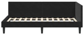 vidaXL Κρεβάτι Γωνίας Μαύρο 80 x 200 cm Βελούδο και Εργοστασιακό ξύλο