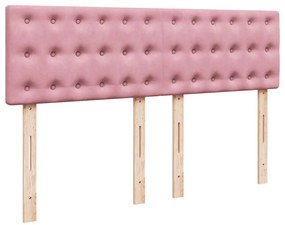vidaXL Κρεβάτι Boxspring με Στρώμα Ροζ 140x190 εκ. Βελούδινο