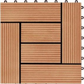 vidaXL Πλάκα Κατασκευής 11 pcs Ξύλο teak 30 x 30 cm WPC