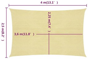 Πανί Σκίασης Μπεζ 2,5 x 4 μ. από HDPE 160 γρ./μ² - Μπεζ