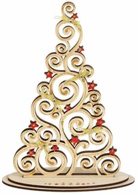 Intra απο ξύλο plywood 3mm-4mm πάχος - Χριστουγεννιάτικο δέντρο από κόντρα πλακέ στη βάση Cnc πρότυπο Δίασταση 30x30 cm Intraeaxys-078yjlmo