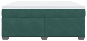 vidaXL Κρεβάτι Boxspring με Στρώμα Σκούρο Πράσινο 180x200εκ. Βελούδινο