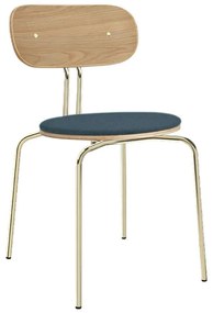 Καρέκλα Τραπεζαρίας Curious Brass 5916-1C719-15 44,5x48x77,5cm Oak-Blue Umage Steel,Polywood