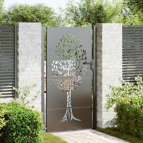 vidaXL Πύλη Κήπου, Πύλη Κήπου 105x75 εκ. Χάλυβας Corten με Σχέδιο Δέντρου