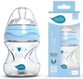 NUVITA ΓΥΑΛΙΝΟ ΜΠΙΜΠΕΡΟ ΜΕ ΘΗΛΗ ΣΙΛΙΚΟΝΗΣ 140ml ΜΠΛΕ NU-ALMB1031