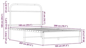 Πλαίσιο Κρεβατιού Χωρ. Στρώμα Sonoma Δρυς 100x200εκ Επ. Ξύλο - Καφέ