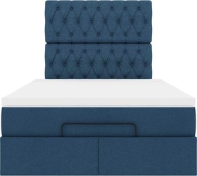 vidaXL Οθωμανικό κρεβάτι με στρώμα μπλε 120x200cm ύφασμα