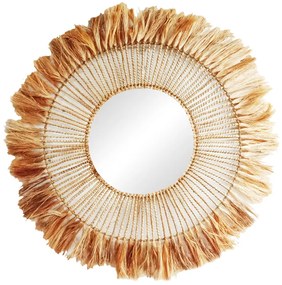 Καθρέπτης Namiere Inart abaca σε φυσικό χρώμα Φ100x4εκ