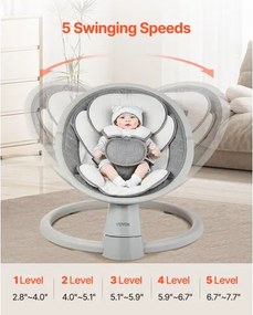 VEVOR Baby Swing for Infants 5 Speeds Remote Control Bluetooth Lullabies Cushion