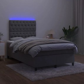 ΚΡΕΒΑΤΙ BOXSPRING ΜΕ ΣΤΡΩΜΑ &amp; LED ΣΚ.ΓΚΡΙ 120X190ΕΚ. ΒΕΛΟΥΔΙΝΟ 3270330