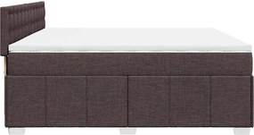 vidaXL Κρεβάτι Boxspring με Στρώμα Σκούρο Καφέ 200x200 εκ. Υφασμάτινο