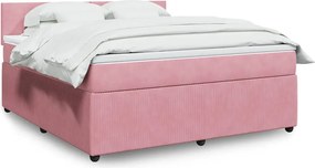 vidaXL Κρεβάτι Boxspring με Στρώμα Ροζ 180x200 εκ. Βελούδινο