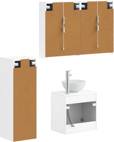 vidaXL Σετ Επίπλων Μπάνιου 4 pcs Λευκό Επεξεργασμένο Ξύλο και Γυαλί