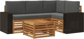 vidaXL Σειρά Καναπέ Εξωτερικού 5 pcs Φυσικό και Ανθρακί