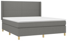 vidaXL Κρεβάτι Boxspring με Στρώμα Σκούρο Γκρι 160x200 εκ Υφασμάτινο