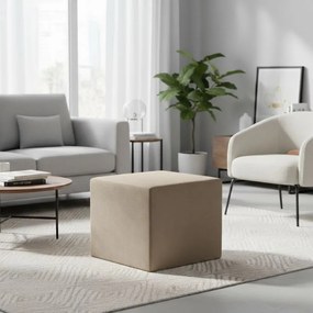 Σκαμπώ April Megapap βελούδινο χρώμα μπεζ 40x40x40εκ.