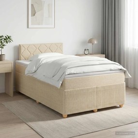 vidaXL Κρεβάτι box spring με στρώμα Κρεμ 120 x 190 cm Ύφασμα