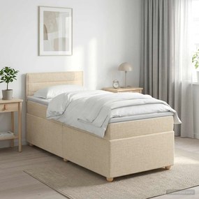 vidaXL Κρεβάτι box spring με στρώμα Κρεμ 80 x 200 cm Ύφασμα