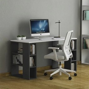 Γραφείο εργασίας Colmar Megapap χρώμα ανθρακί - λευκό 140x60x75εκ
