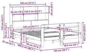 ΣΚΕΛΕΤΟΣ ΚΡΕΒΑΤΙΟΥ ΧΩΡΙΣ ΣΤΡΩΜΑ ΚΑΦΕ 140X200 ΜΑΣΙΦ ΞΥΛΟ ΠΕΥΚΟΥ 3309925