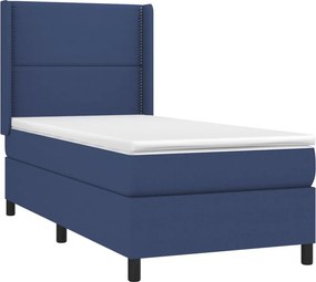 vidaXL Κρεβάτι Boxspring με Στρώμα Μπλε 100 x 200 εκ. Υφασμάτινο