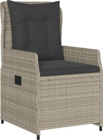 vidaXL Καρέκλες Κήπου Ανακλινόμενες 2 τεμ. Γκρι Συνθ. Ρατάν