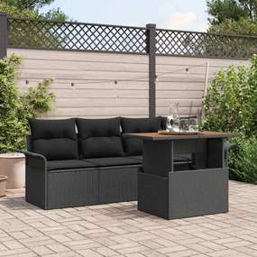 vidaXL Σετ Καναπέ Κήπου με αποθήκευση 5 pcs Μαύρο Πολυ ράταν