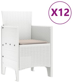 vidaXL 13 τεμάχια σετ τραπεζαρίας κήπου με μαξιλάρια Λευκό Πολυρτάν
