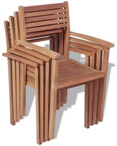 Καρέκλες Κήπου Στοιβαζόμενες 4 τεμ. από Μασίφ Ξύλο Teak - Καφέ