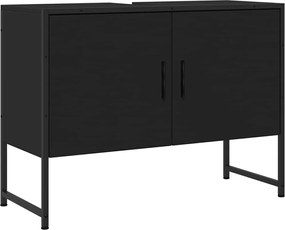 vidaXL Ντουλάπι Μπάνιου Νιπτήρα Μαύρο 80 x 33 x 60 εκ. Επεξ. Ξύλο