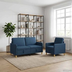 vidaXL Σαλονάκι Σετ Με Αποθηκευτικό Χώρο 2 pcs Μπλε Πολυεστέρας