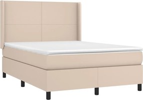 vidaXL Κρεβάτι Boxspring με Στρώμα Καπουτσίνο 140x190εκ.από Συνθ.Δέρμα