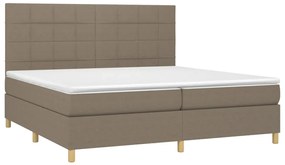 vidaXL Κρεβάτι Boxspring με Στρώμα &amp; LED Taupe 200x200 εκ. Υφασμάτινο
