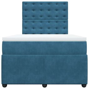 vidaXL Κρεβάτι Boxspring με Στρώμα Σκούρο Μπλε 120x200 εκ. Βελούδινο